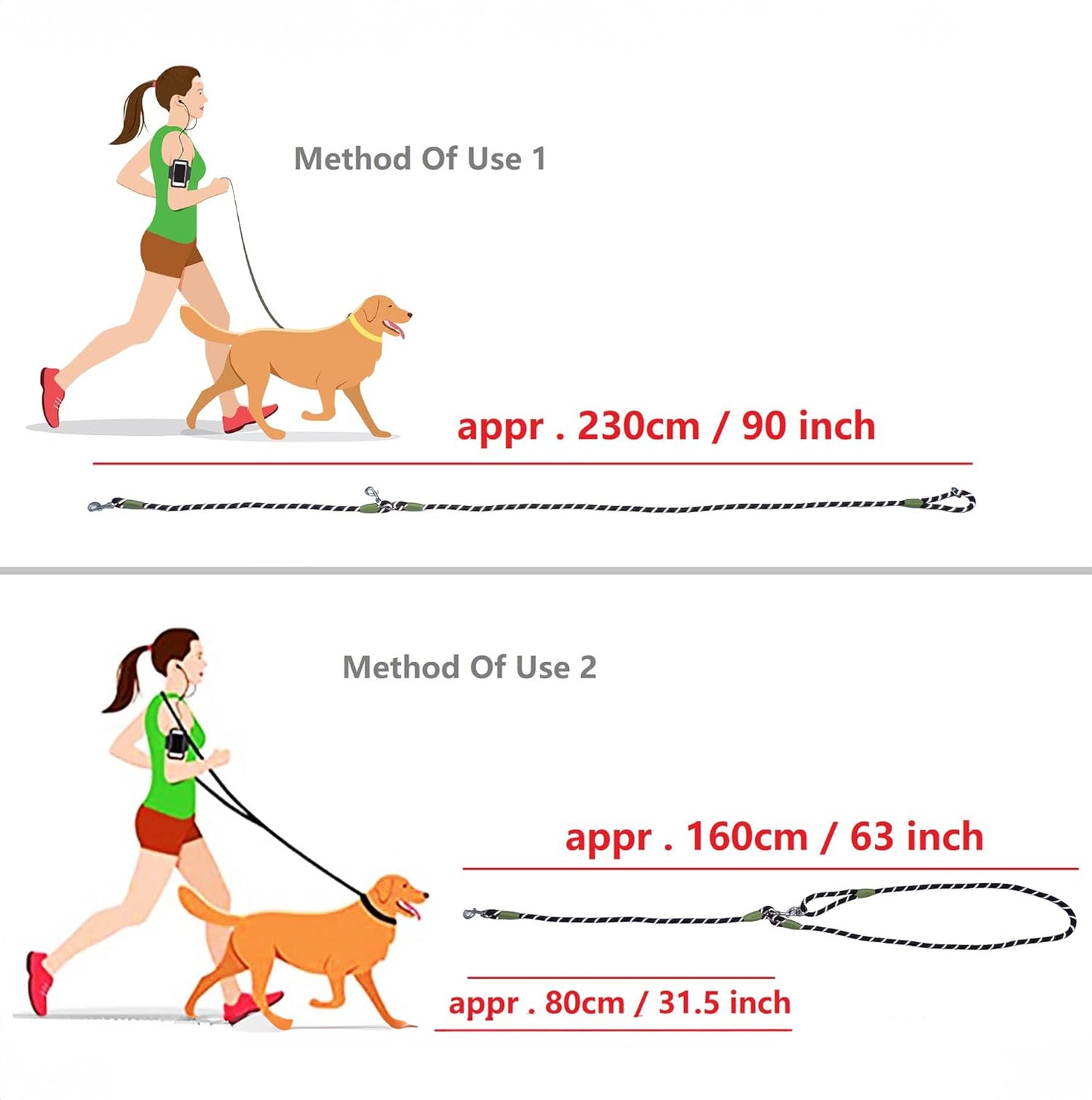 Sol Pets Shoulder Hands Free Reflective Pet Traction Rope Nylon Leashes for Small Large Dogs